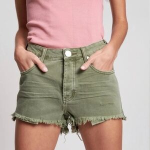 One Teaspoon Super Khaki High Waist Bonitas Denim Shorts Size 28 NWT